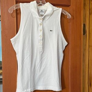 Lacoste White Sleeveless 5 Button Front Size 10 Top